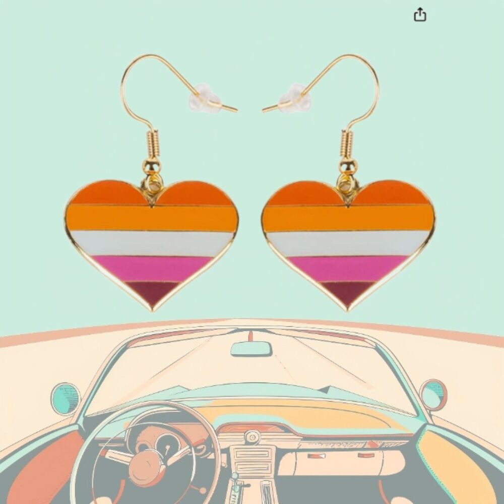Groovy HEART Earrings With a 60s 70s Vibe